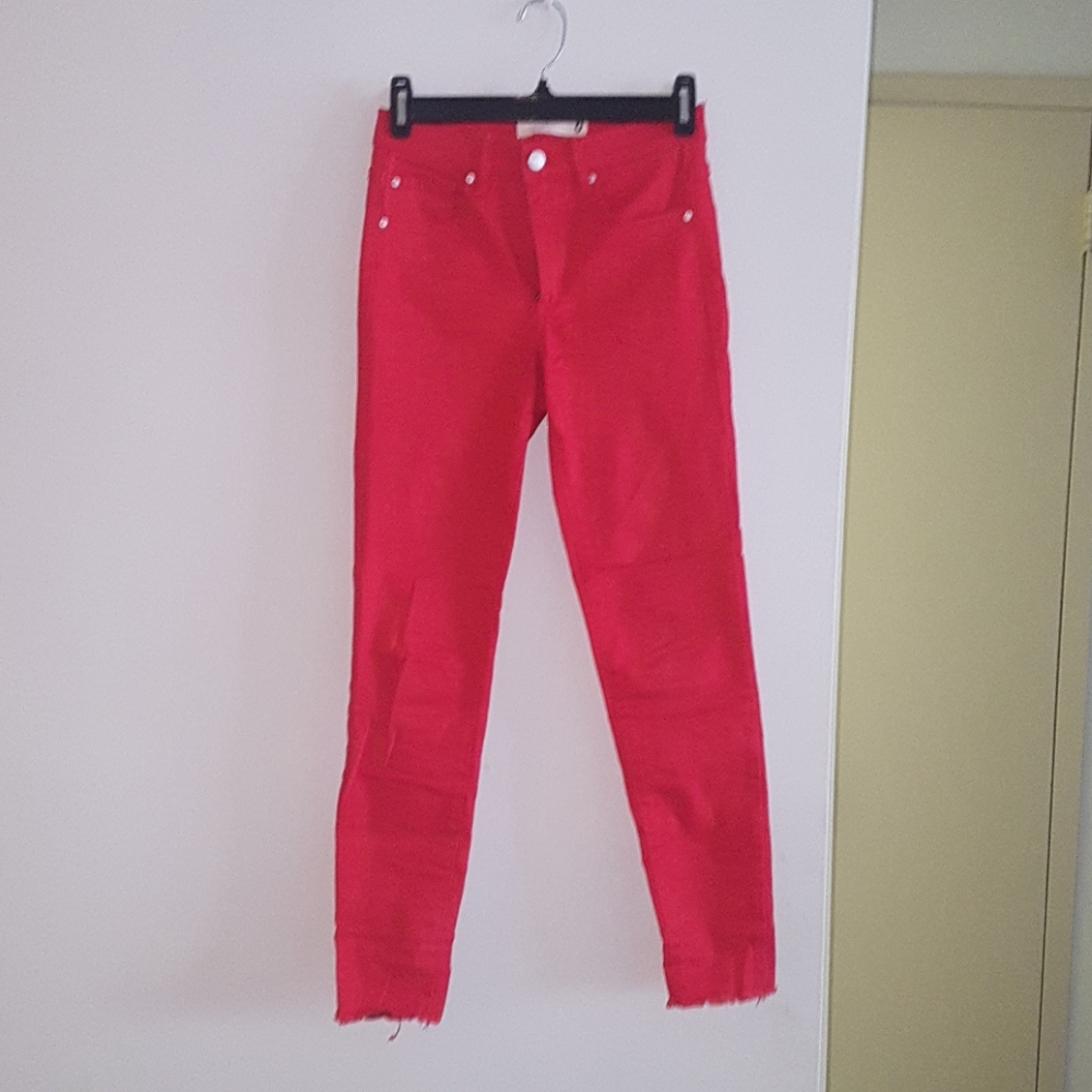 High Waist Red Jeans